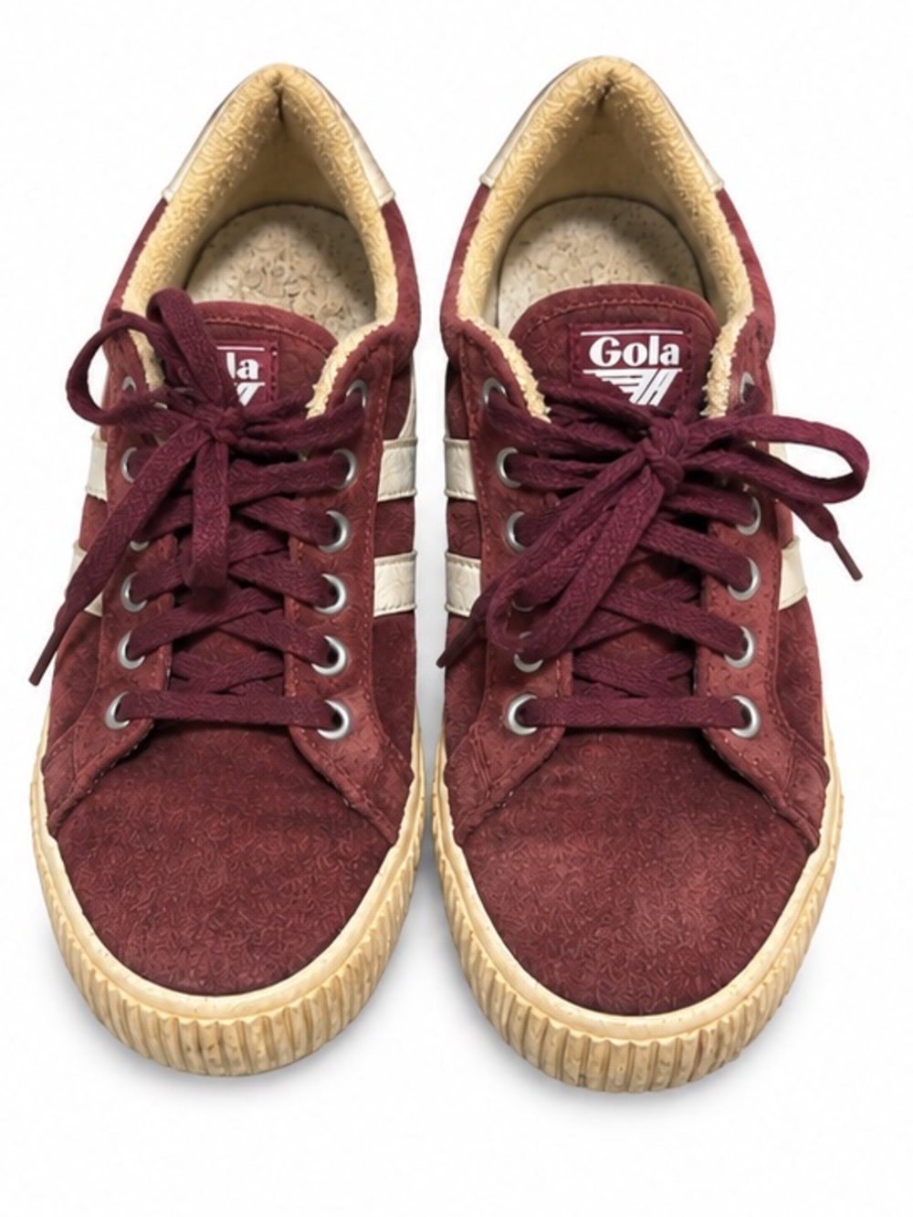 Gola Tennis Mark Cox Suede Sneakers Burgundy Cream Women’s 9 Vintage - Picture 2 of 5